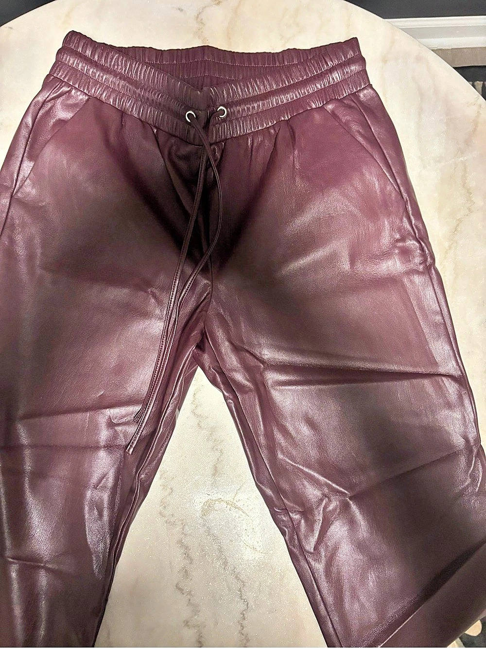 LOFT Faux Leather Jogger Pants in Purple Size Medium